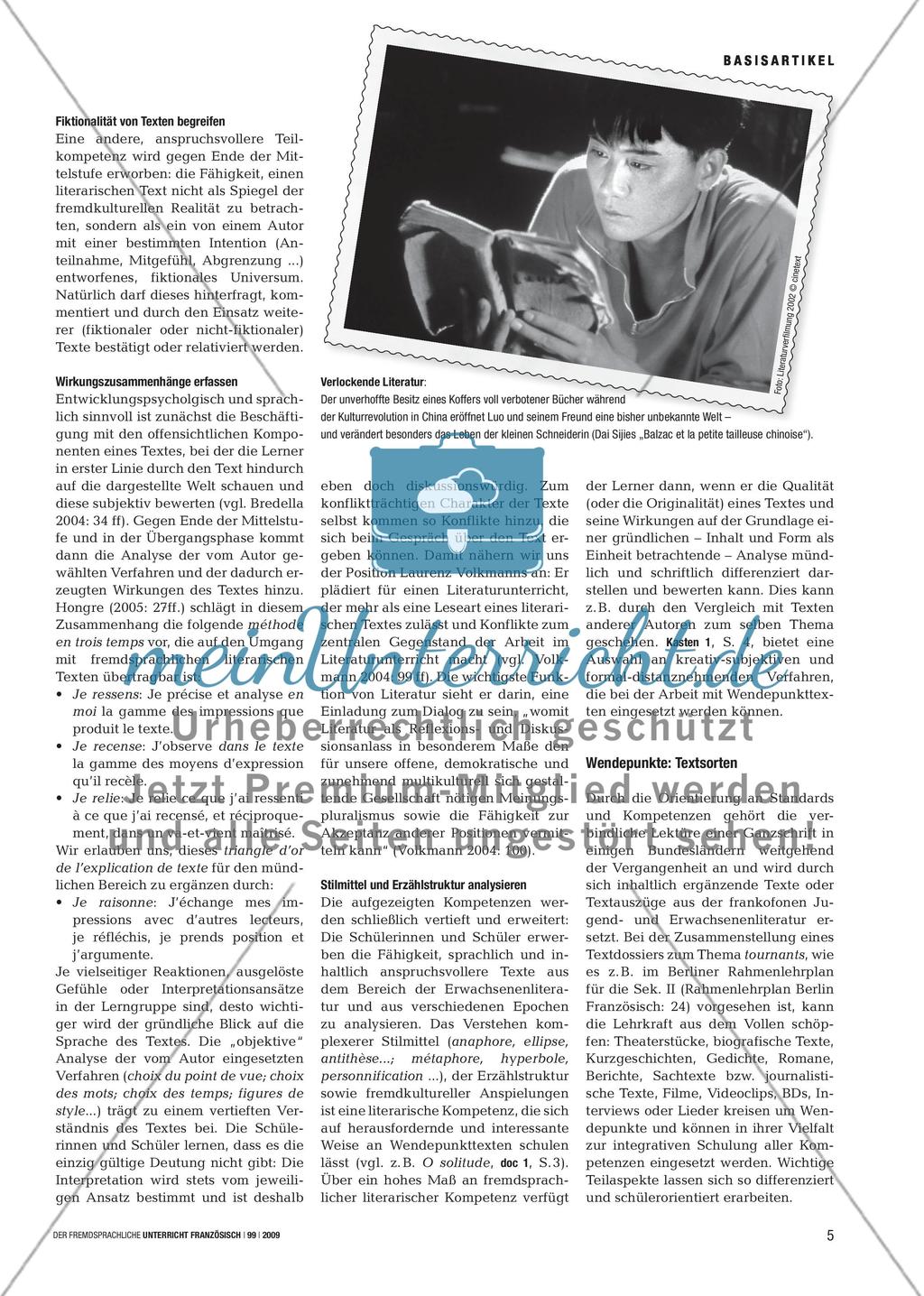 Des tournants de la vie - Wendepunkte in literarischen Texten Preview 4