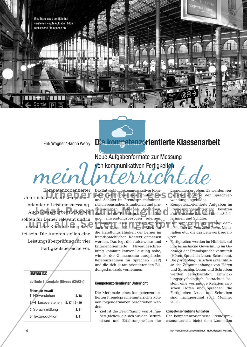 Die kompetenzorientierte Klassenarbeit - Neue Aufgabenformate zur Messung von kommunikativen Fertigkeiten Preview 1