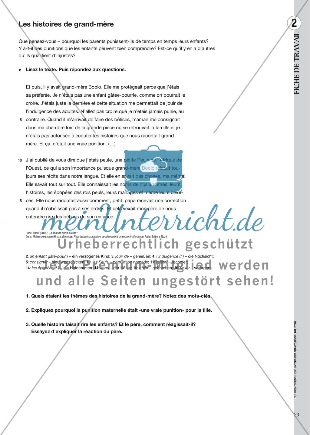 «Elle en savait des choses, ma mémé!» - Die Kurzgeschichte La maison sur la colline interpretieren Preview 4