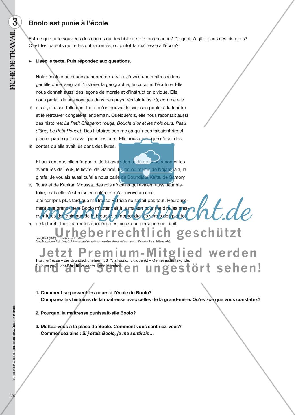 «Elle en savait des choses, ma mémé!» - Die Kurzgeschichte La maison sur la colline interpretieren Preview 5