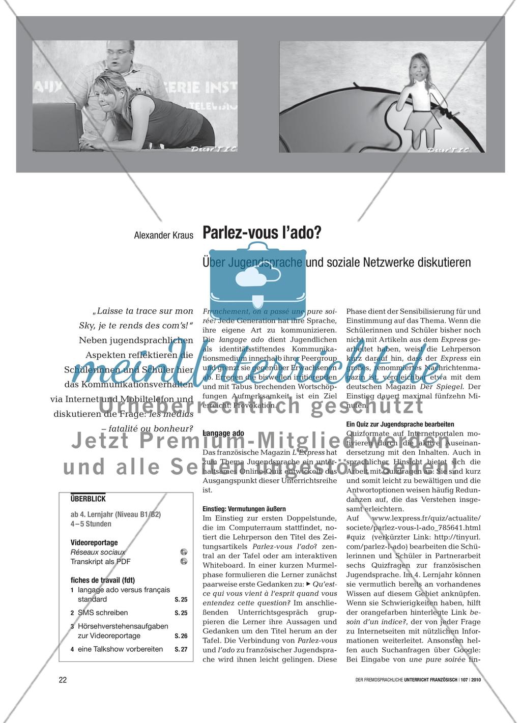Parlez-vous l’ado? - Über Jugendsprache und soziale Netzwerke diskutieren Preview 1