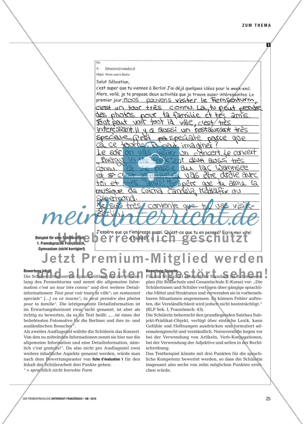 Que faire à Berlin le week-end? - Schriftliche Sprachmittlung vorbereiten und bewerten Preview 4