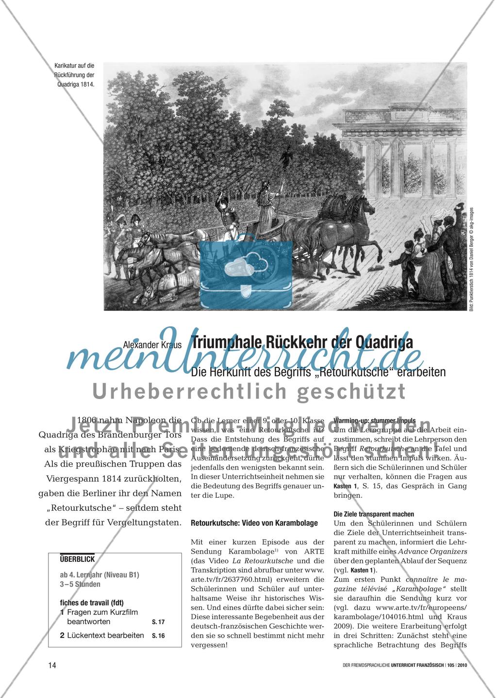 Triumphale Rückkehr der Quadriga - Die Herkunft des Begriffs „Retourkutsche“ erarbeiten Preview 1