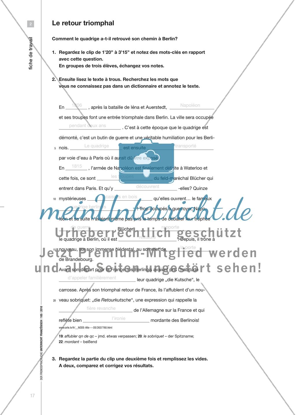 Triumphale Rückkehr der Quadriga - Die Herkunft des Begriffs „Retourkutsche“ erarbeiten Preview 4