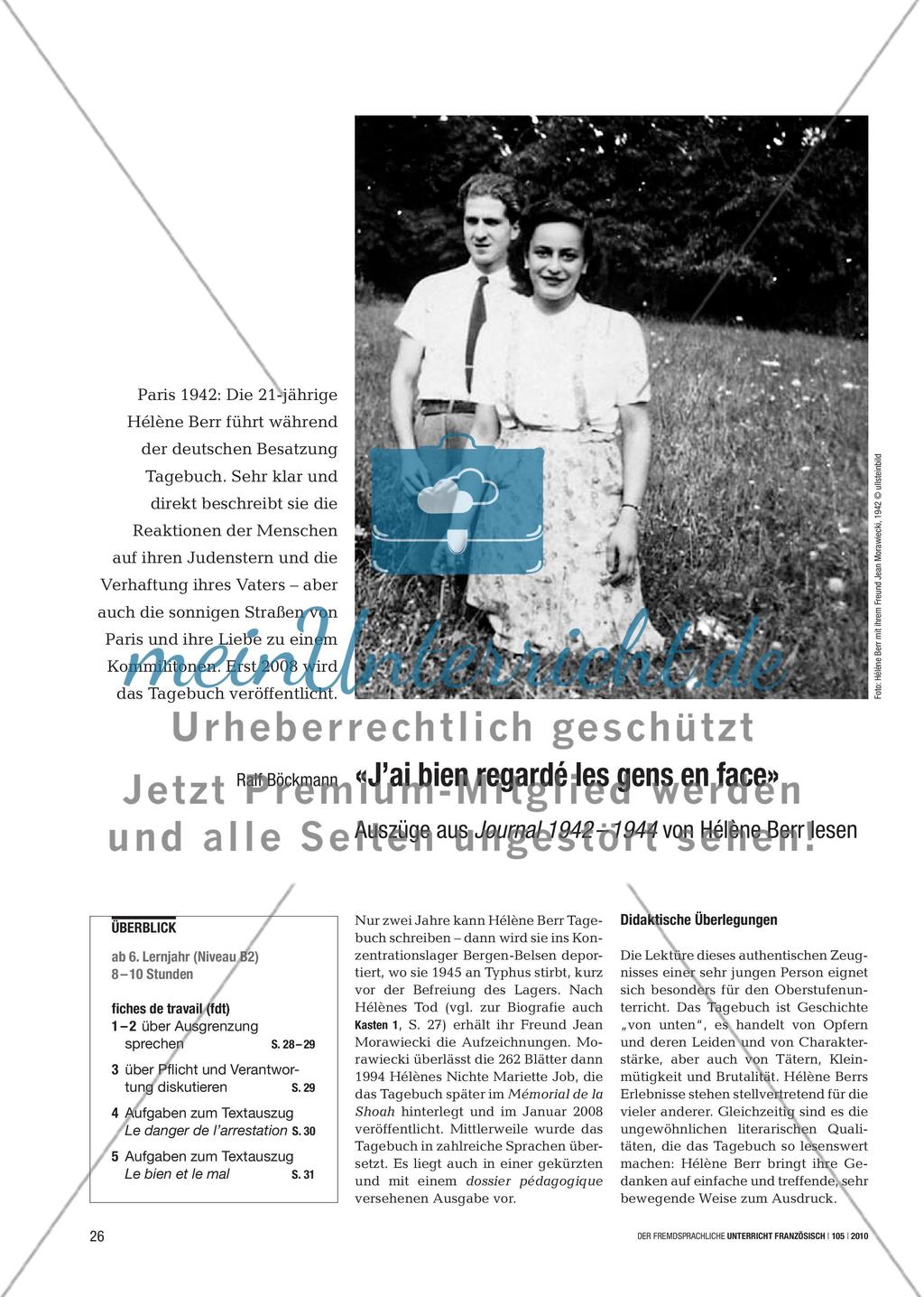 «J’ai bien regardé les gens en face» - Auszüge aus Journal 1942 – 1944 von Hélène Berr lesen Preview 1