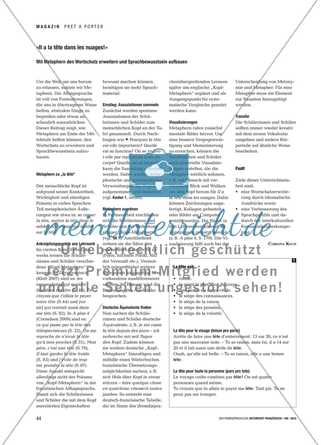 «Il a la tête dans les nuages!» - Mit Metaphern den Wortschatz erweitern und Sprachbewusstsein aufbauen Preview 1