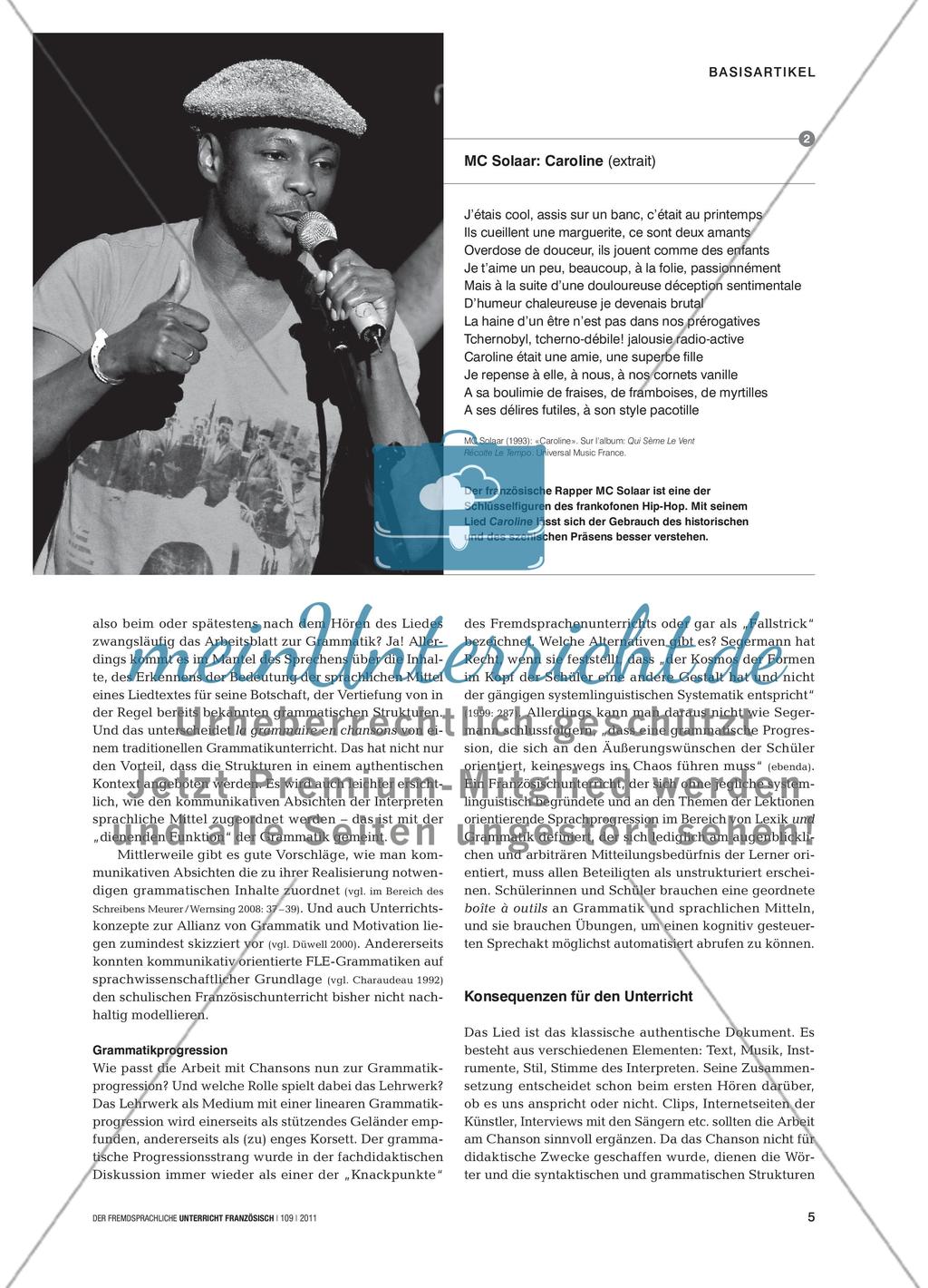 La grammaire en chansons - Inhaltliches Verstehen durch Spracharbeit fördern Preview 4