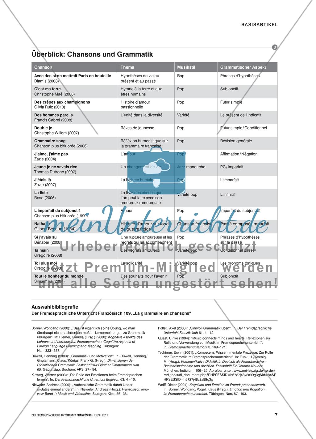 La grammaire en chansons - Inhaltliches Verstehen durch Spracharbeit fördern Preview 6