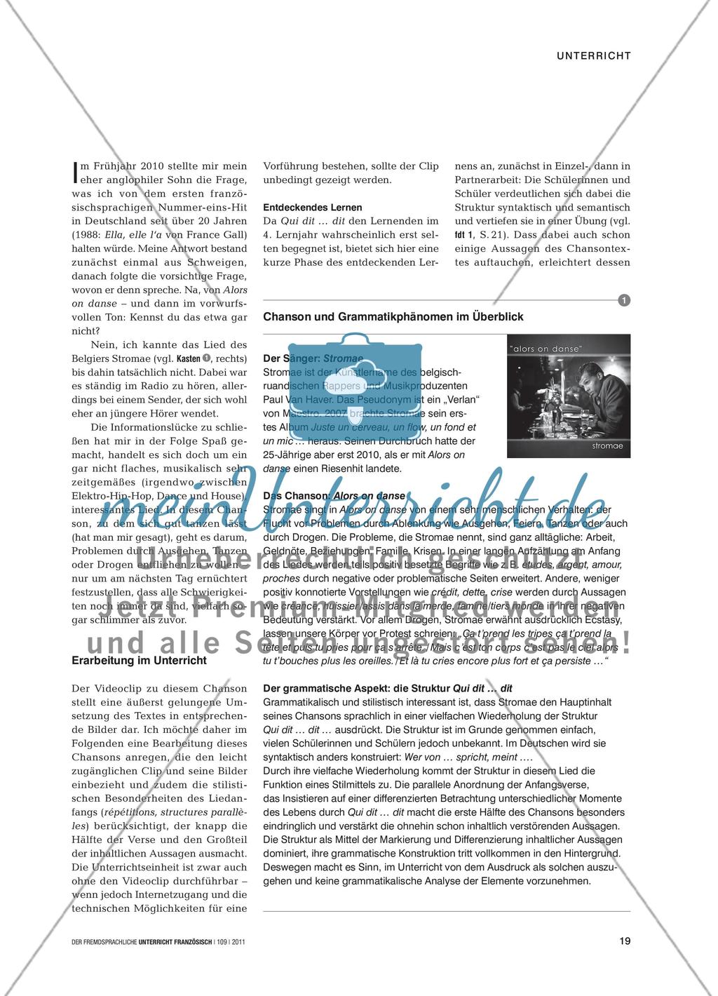 «Qui dit taf te dit les thunes» - Die Struktur Qui dit…dit zu Stromaes Alors on danse Preview 2