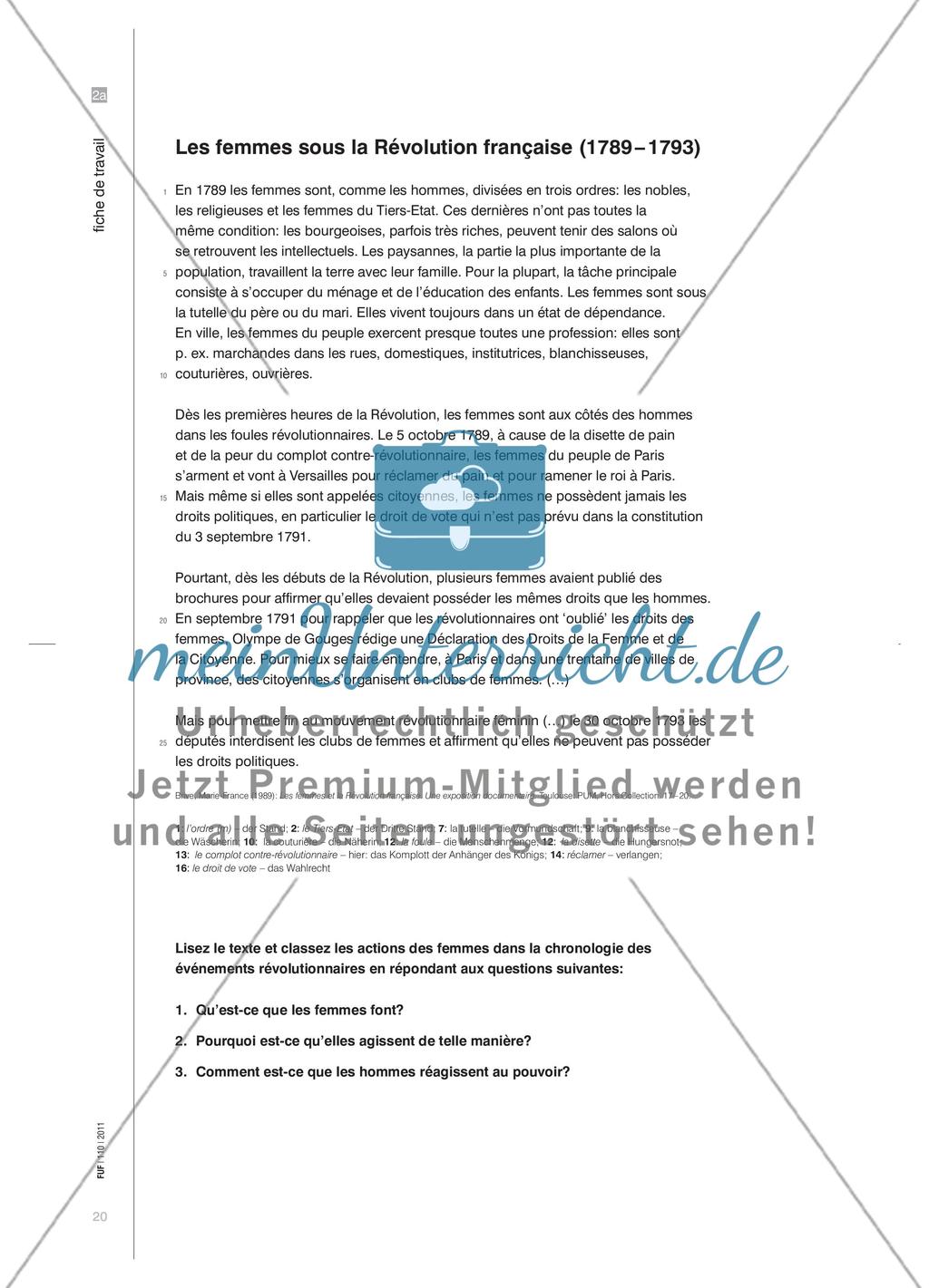 Olympe de Gouges et les droits de la femme - Die Rolle der Frauen in der Französischen Revolution erarbeiten Preview 5