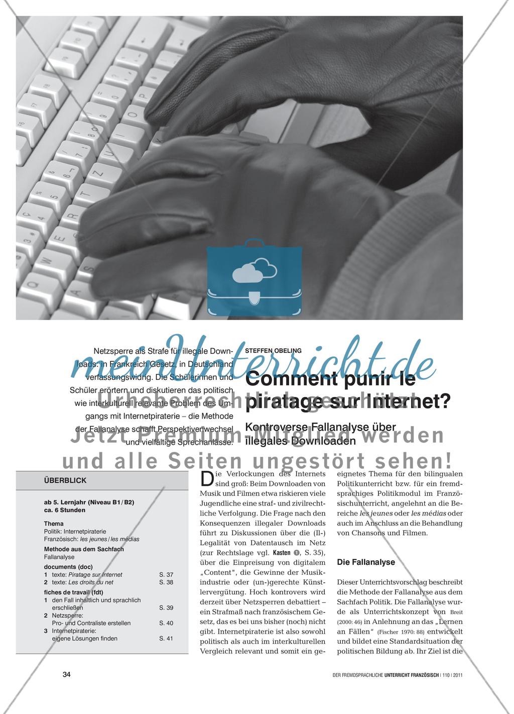 Comment punir le piratage sur Internet? - Kontroverse Fallanalyse über illegales Downloaden Preview 1