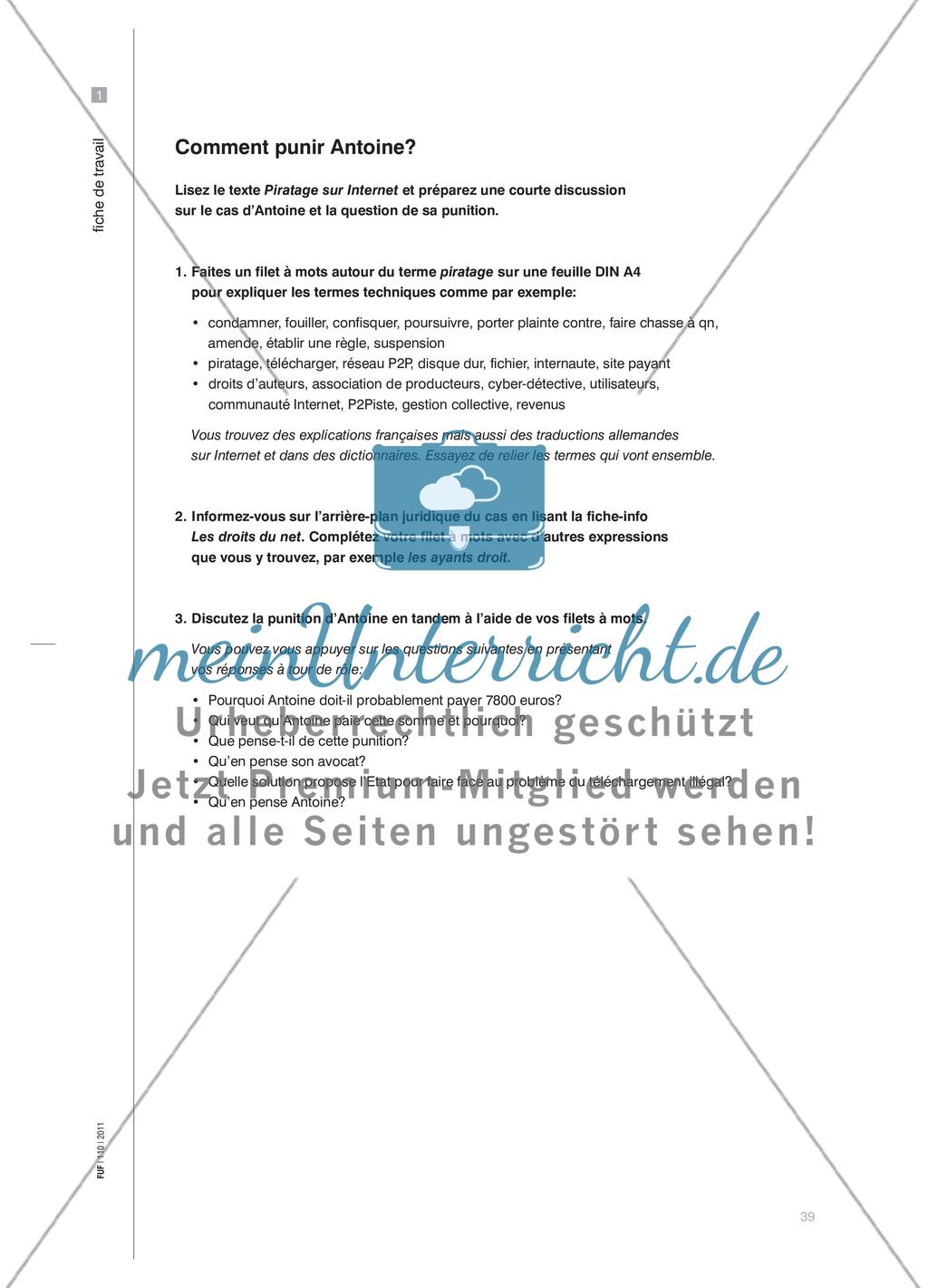 Comment punir le piratage sur Internet? - Kontroverse Fallanalyse über illegales Downloaden Preview 6