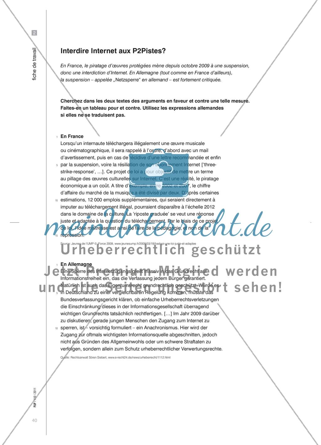 Comment punir le piratage sur Internet? - Kontroverse Fallanalyse über illegales Downloaden Preview 7