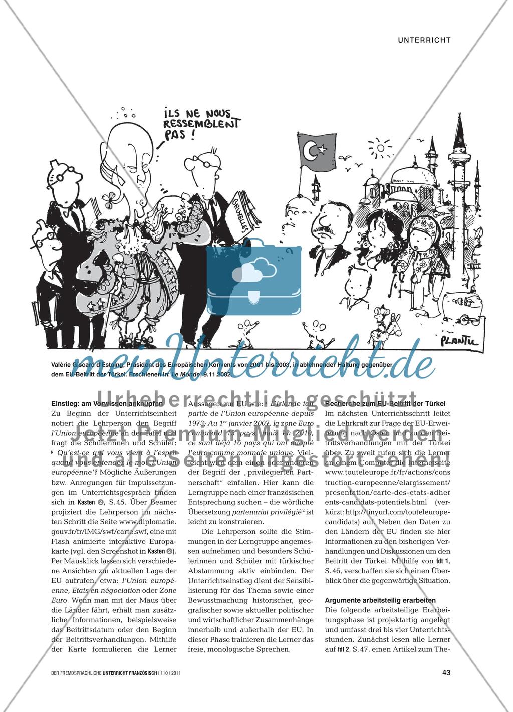 La Turquie dans l’Union européenne: pour ou contre? - Urteilsbildung in einer Pro-Contra- Diskussion entwickeln Preview 2