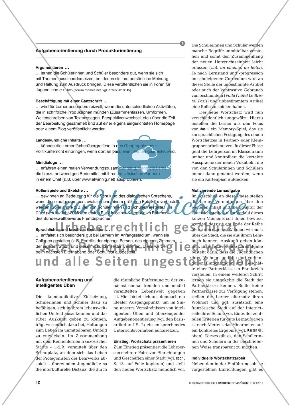 Qu’est-ce qu’il y a à …? - Aufgabenorientierung im Anfangsunterricht Preview 2