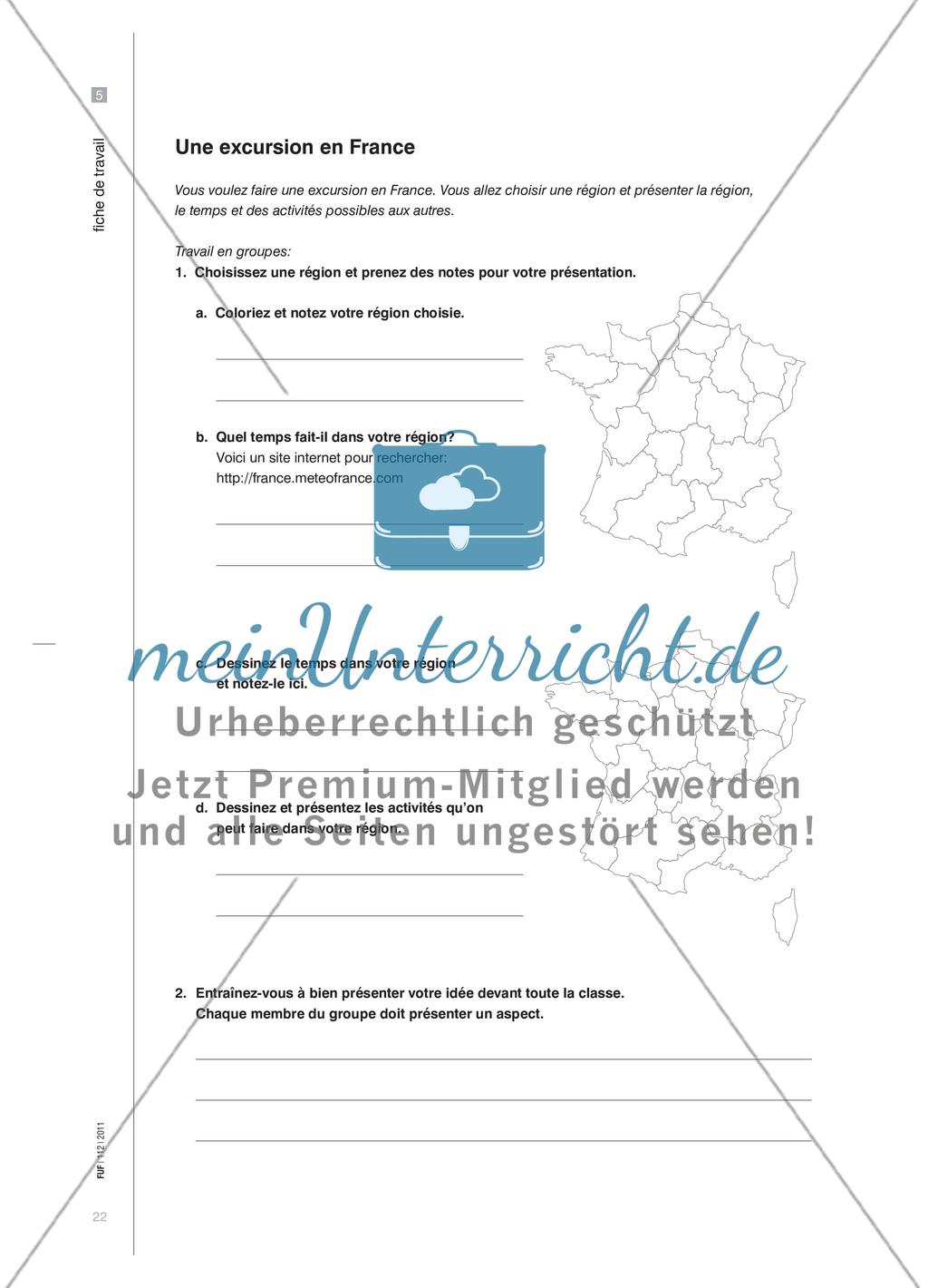 Où aller? Quel temps fait-il…? - Eine Lernaufgabe sprachlich und inhaltlich vorbereiten Preview 7