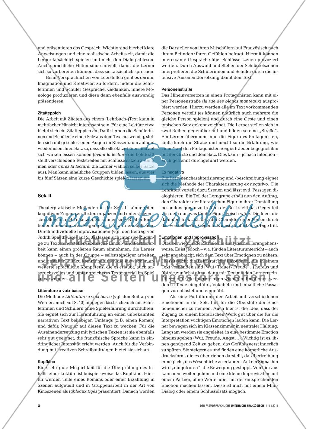 Sprache in Szene setzen - Theaterpraktische Methoden im Französischunterricht Preview 5