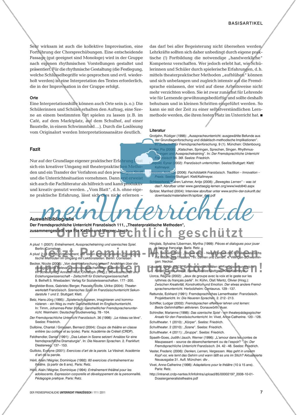 Sprache in Szene setzen - Theaterpraktische Methoden im Französischunterricht Preview 6