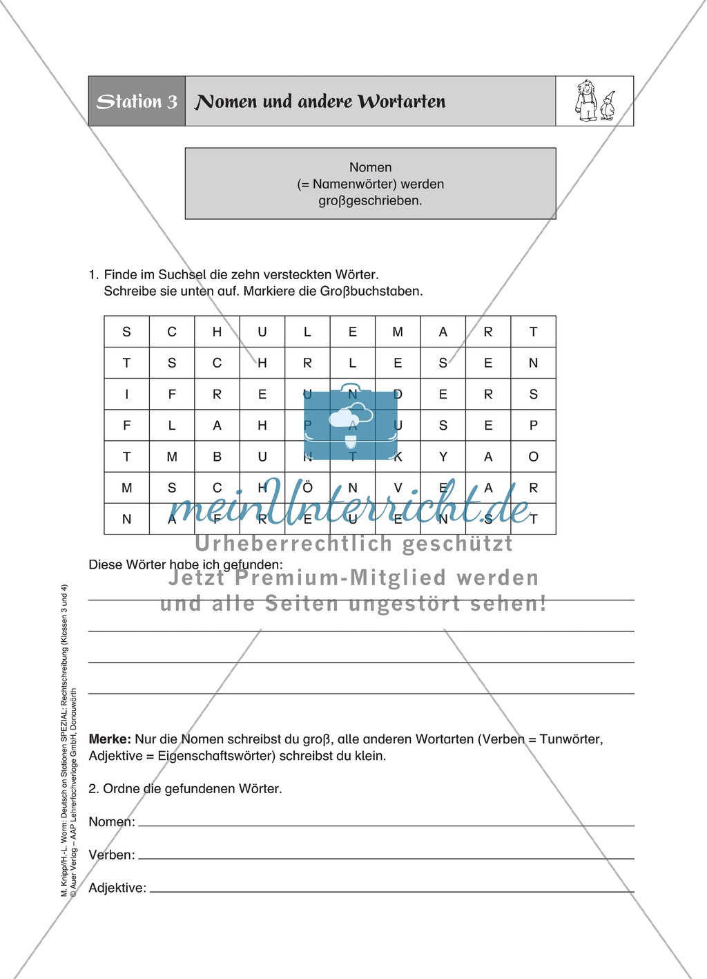 Stationenlernen zur Groß- und Kleinschreibung - Station 2+3: Nomen und andere Wortarten Preview 2