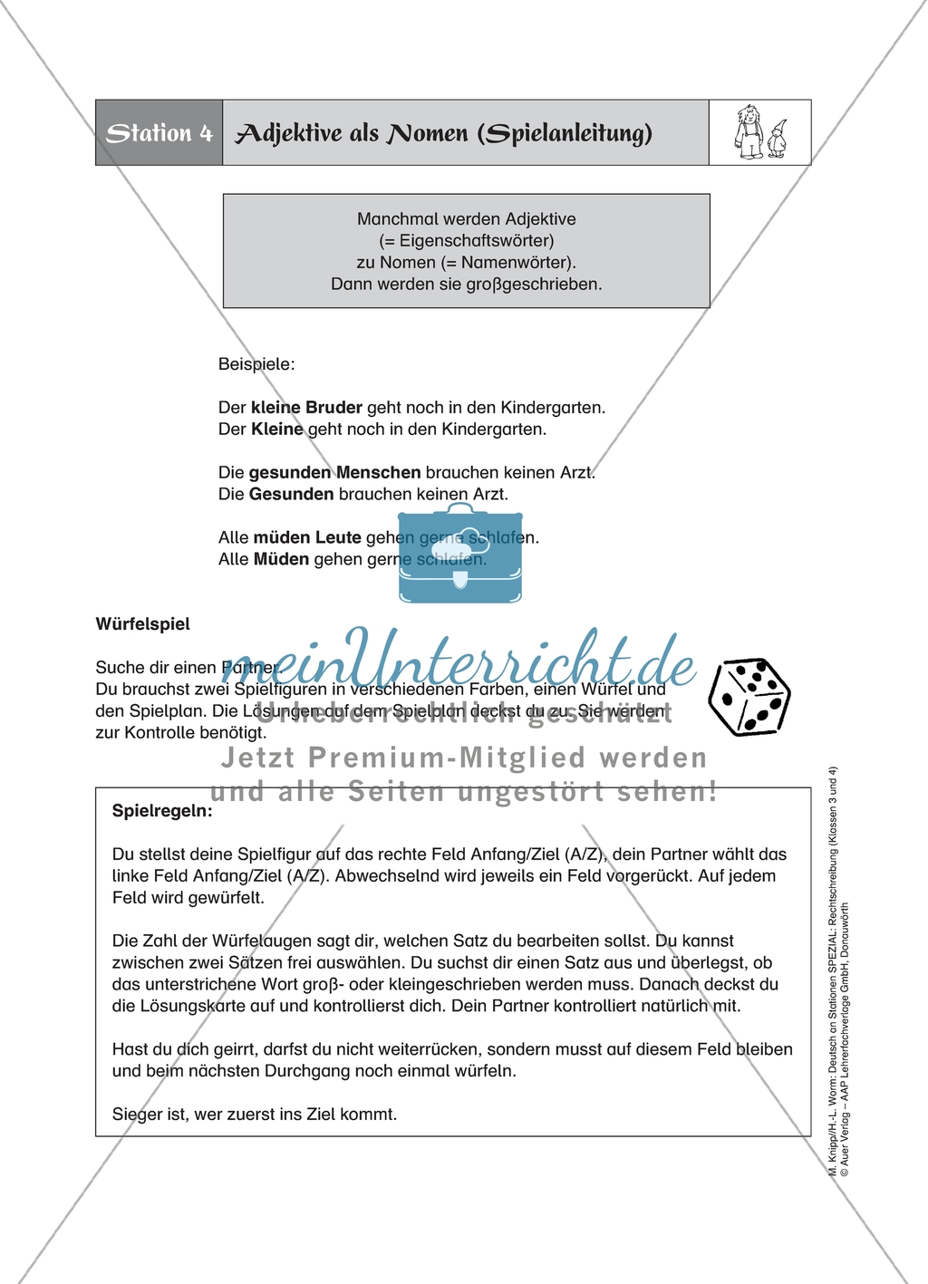 Stationenlernen zur Groß- und Kleinschreibung - Station 4: Adjektive als Nomen Preview 2
