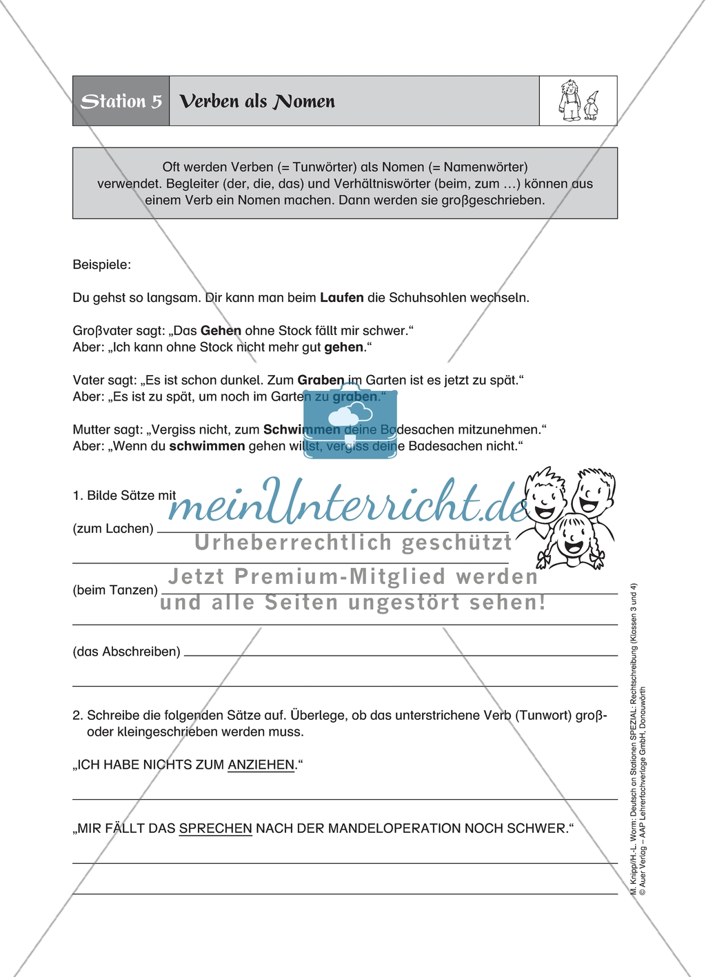 Stationenlernen zur Groß- und Kleinschreibung - Station 5: Verben als Nomen Preview 1