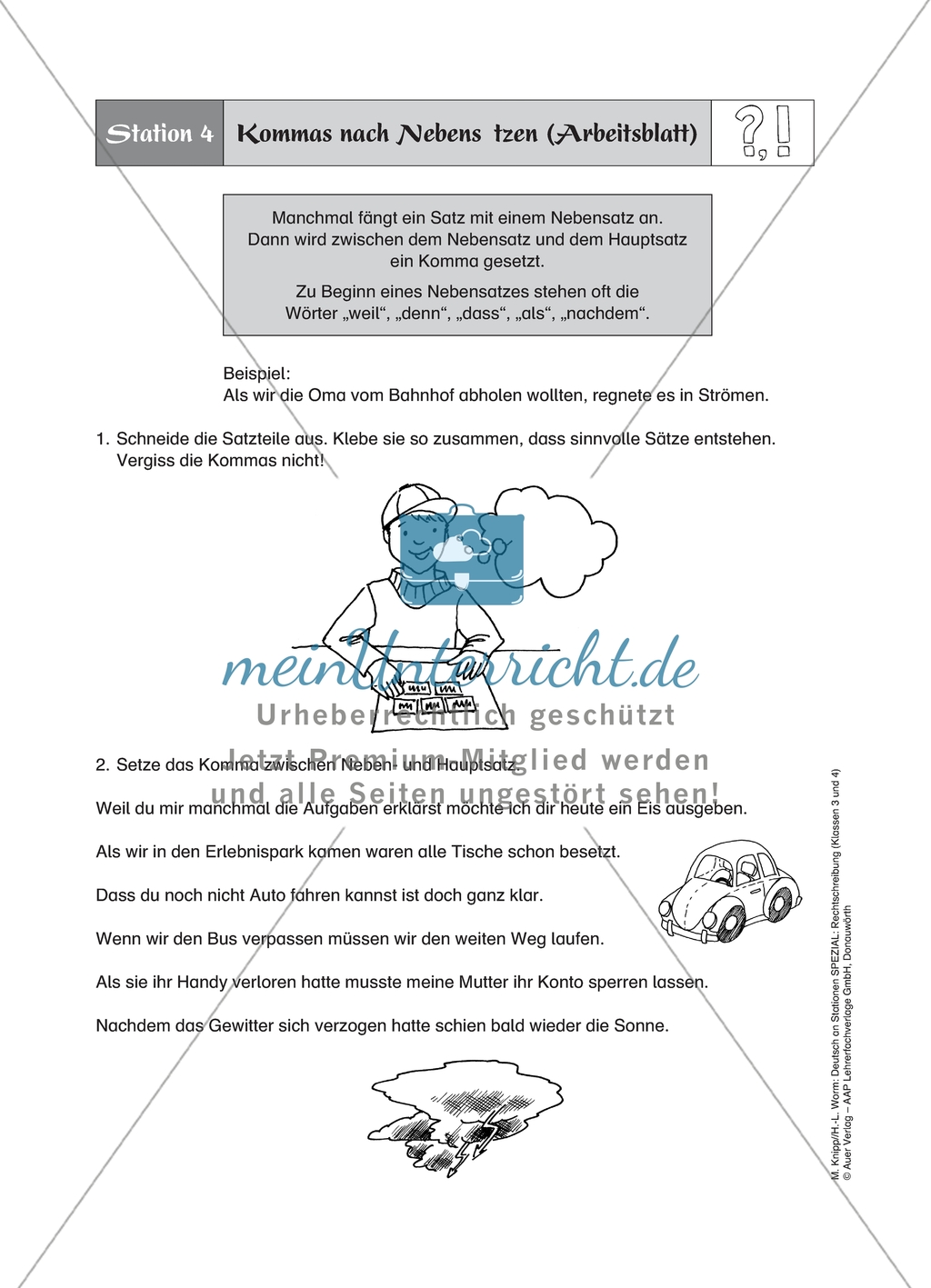 Stationenlernen zur Zeichensetzung: Station 2 bis 4 - Kommasetzung in Aufzählungen und Nebensätzen Preview 3