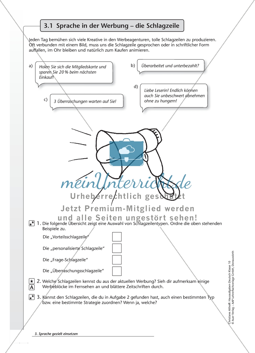 Sprache in der Werbung: Arbeitsmaterial mit Erläuterungen Preview 1