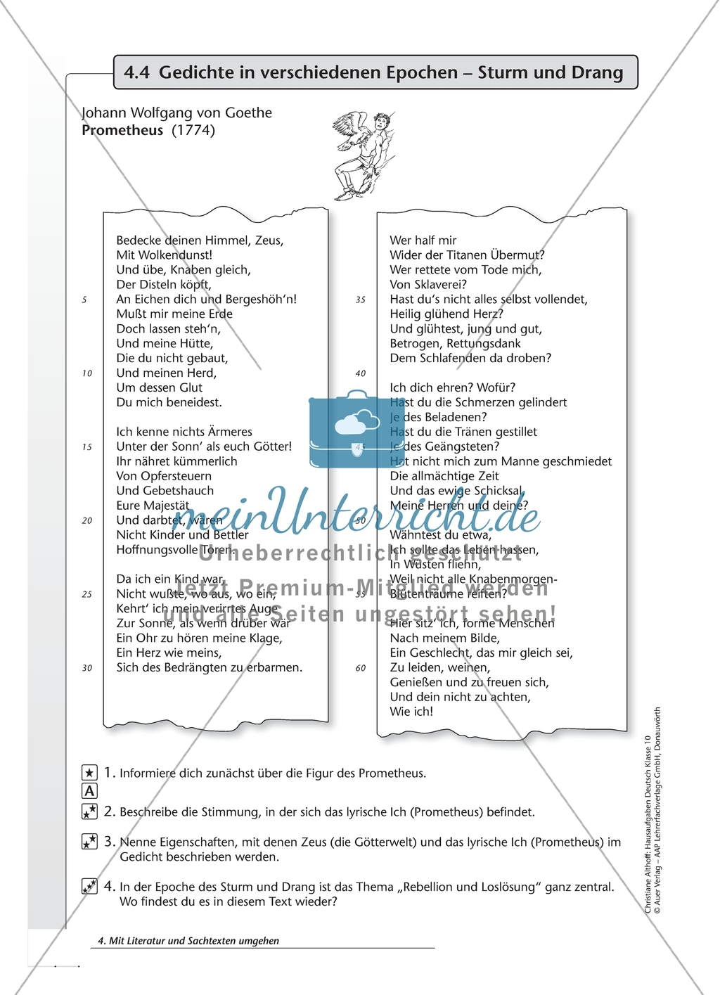 Gedichte in verschiedenen Epochen: Sturm und Drang. Arbeitsmaterial mit Erläuterungen Preview 1