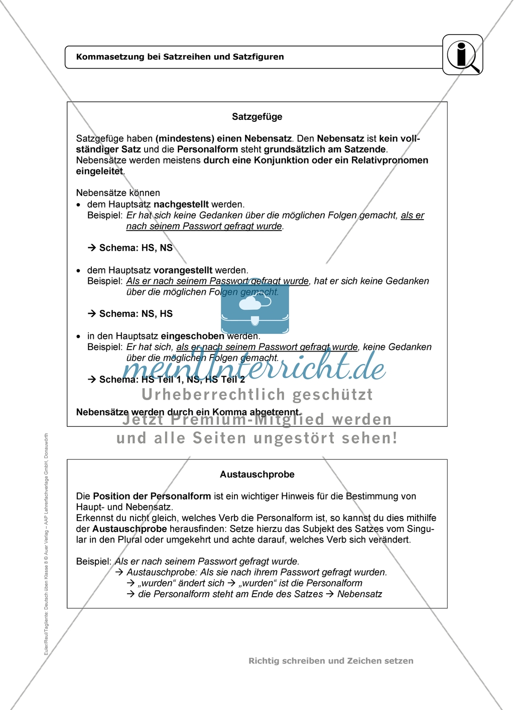 Kommasetzung bei Satzreihen und Satzfiguren: Einführung und Aufgaben mit Lösungen Preview 2