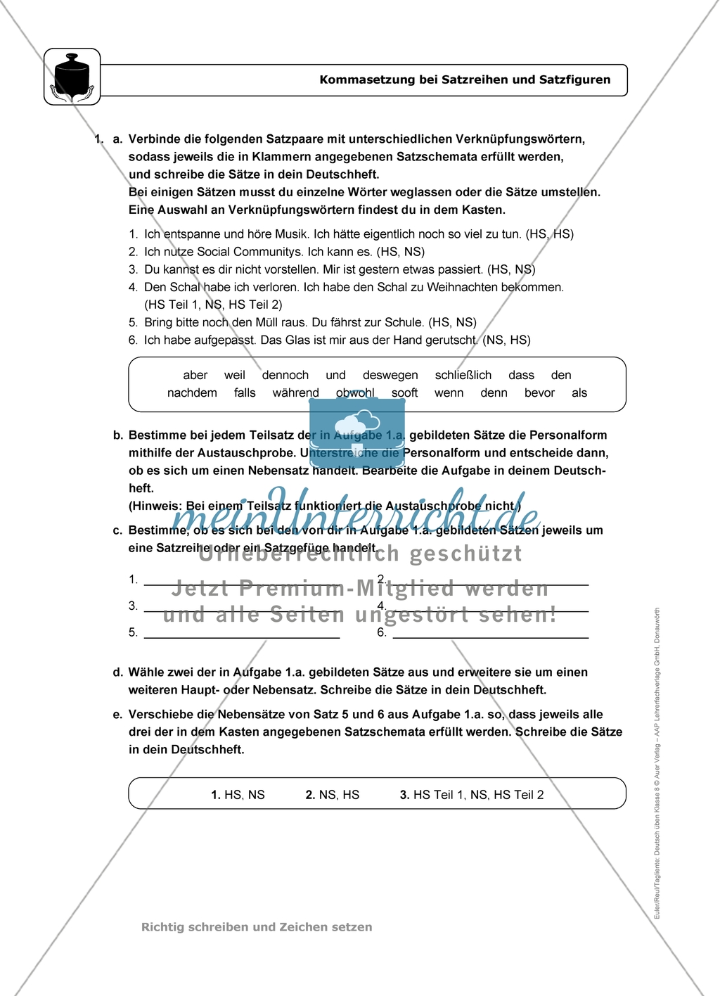 Kommasetzung bei Satzreihen und Satzfiguren: Einführung und Aufgaben mit Lösungen Preview 5