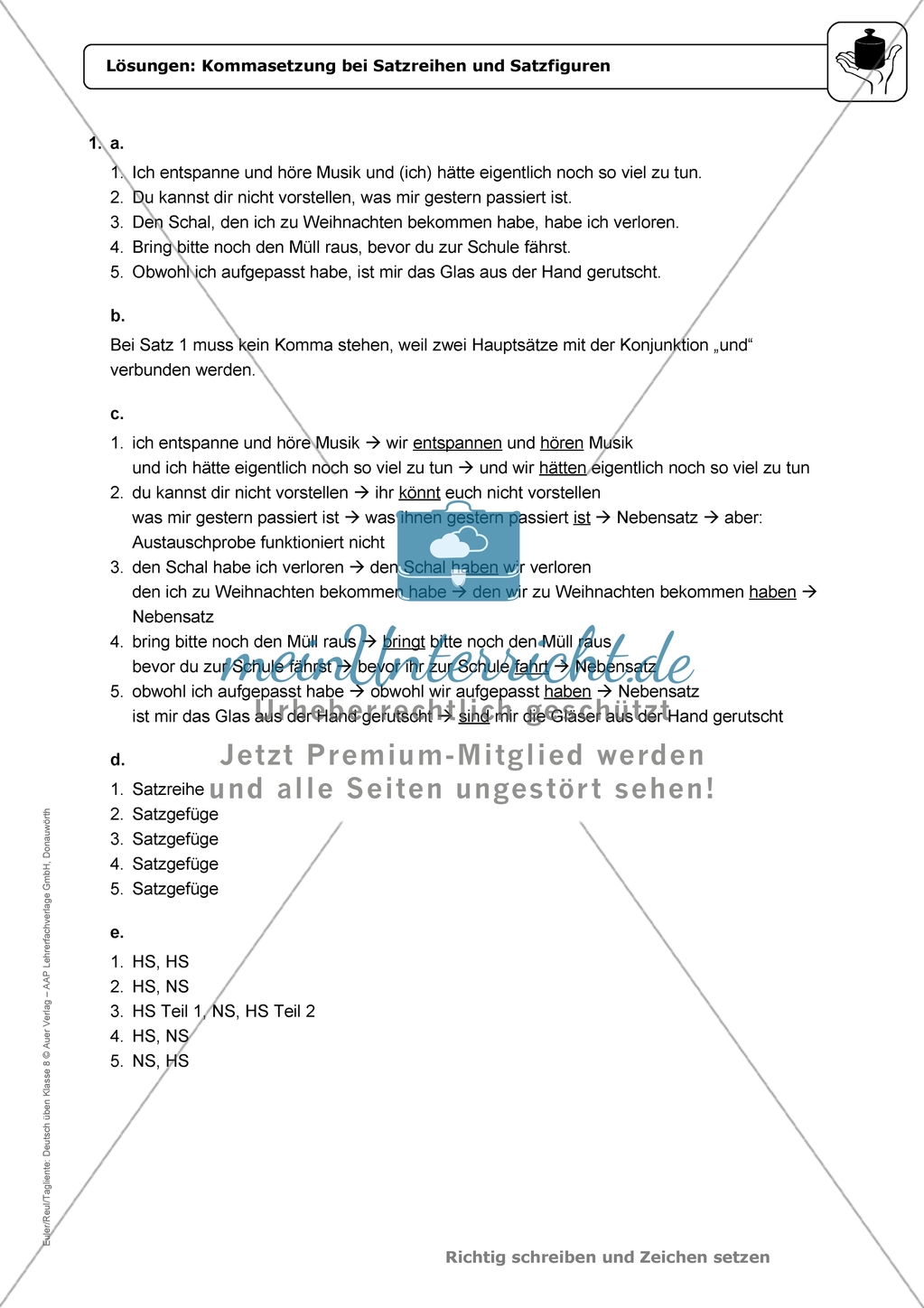 Kommasetzung bei Satzreihen und Satzfiguren: Einführung und Aufgaben mit Lösungen Preview 7