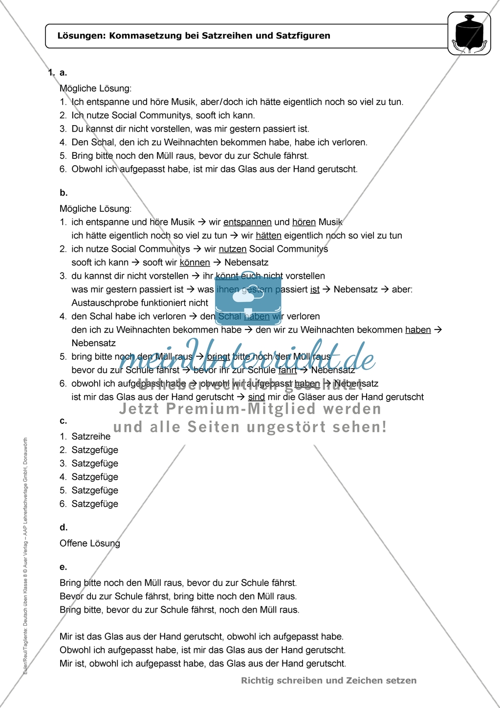 Kommasetzung bei Satzreihen und Satzfiguren: Einführung und Aufgaben mit Lösungen Preview 9