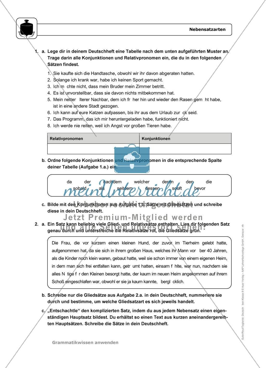 Nebensatzarten: Einführung und Aufgaben mit Lösungen Preview 3