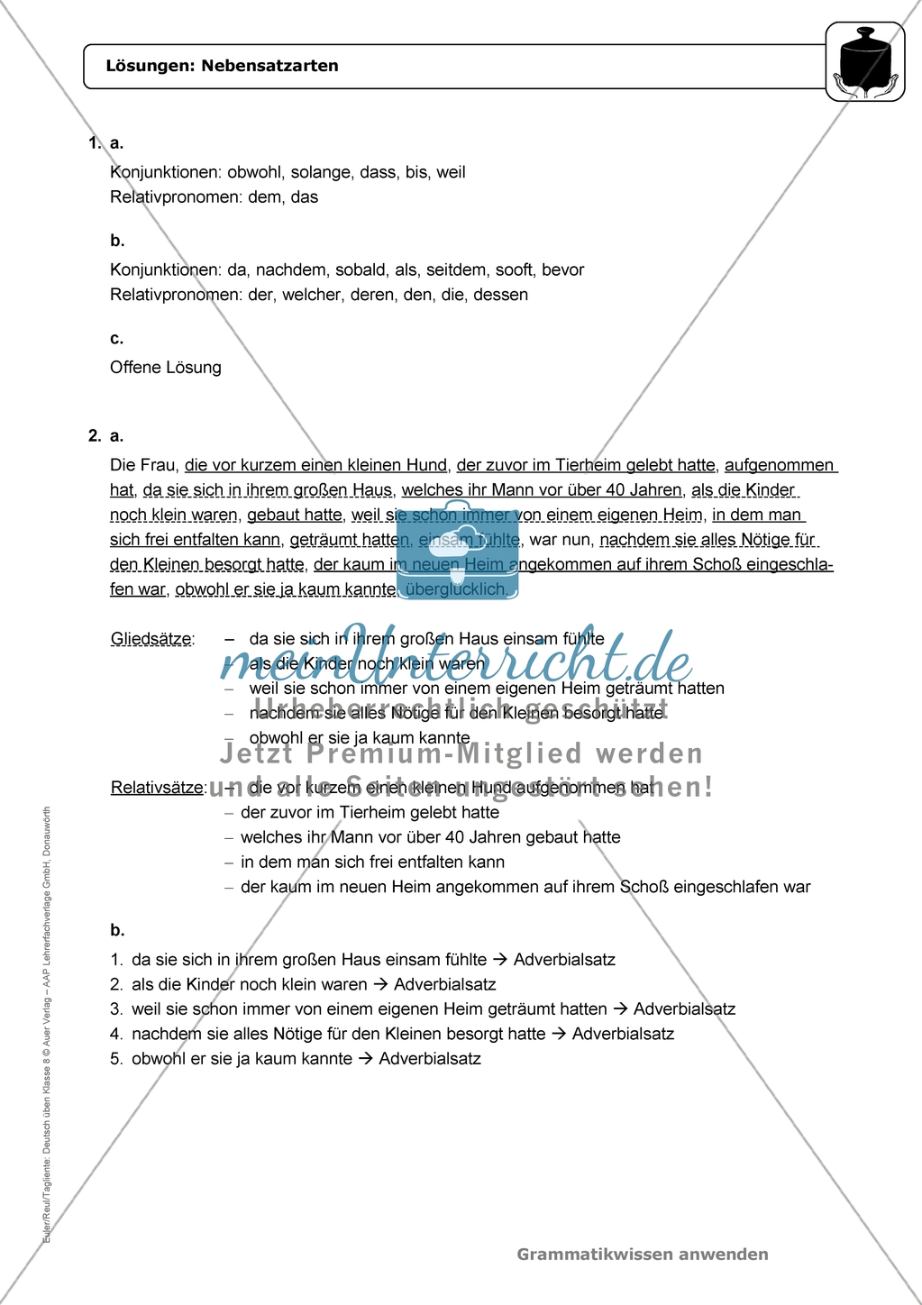 Nebensatzarten: Einführung und Aufgaben mit Lösungen Preview 5