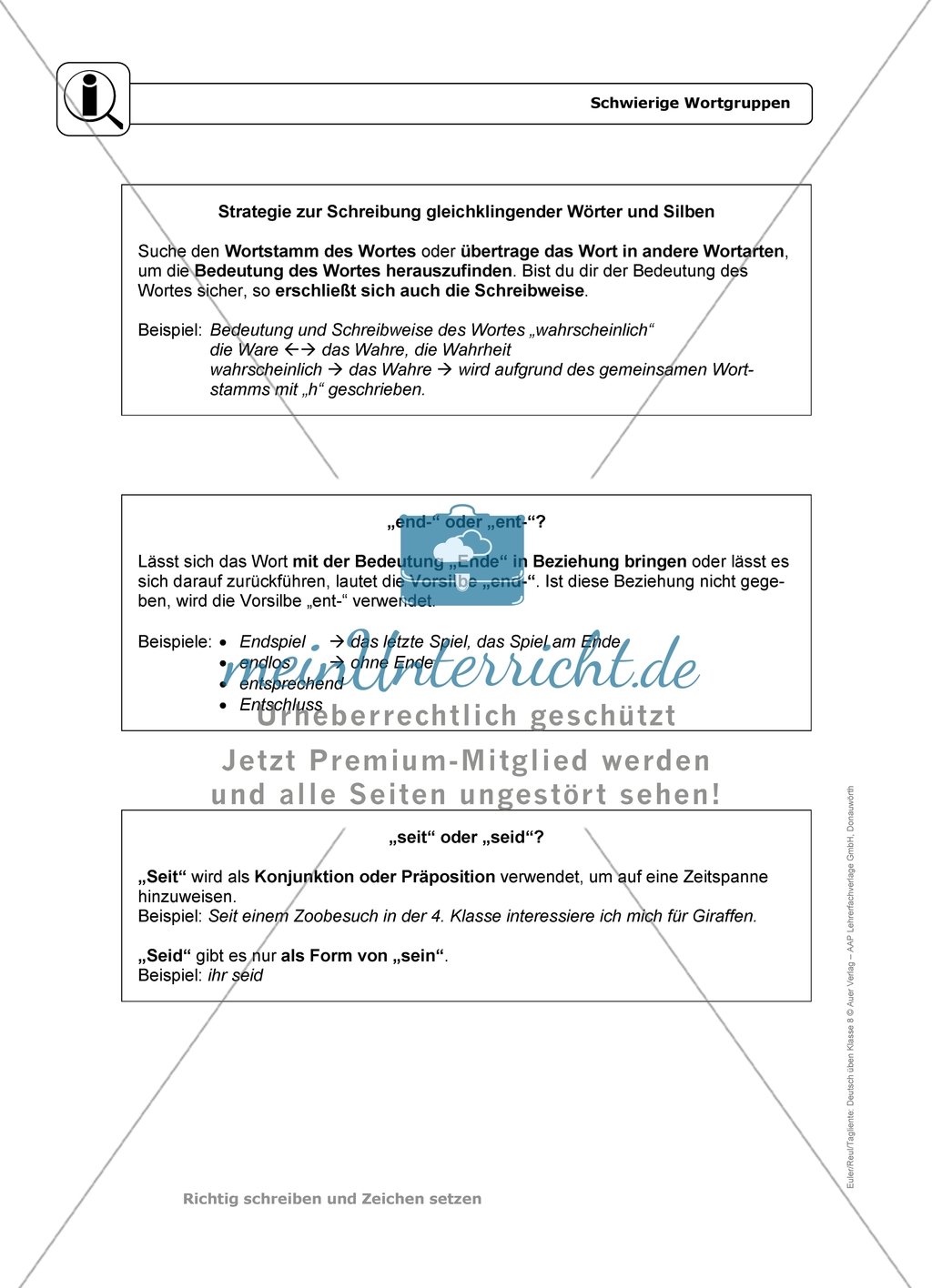 Schwierige Wortgruppen: Einführung und Aufgaben mit Lösungen Preview 1
