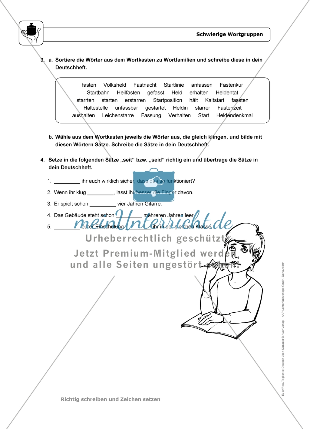 Schwierige Wortgruppen: Einführung und Aufgaben mit Lösungen Preview 3