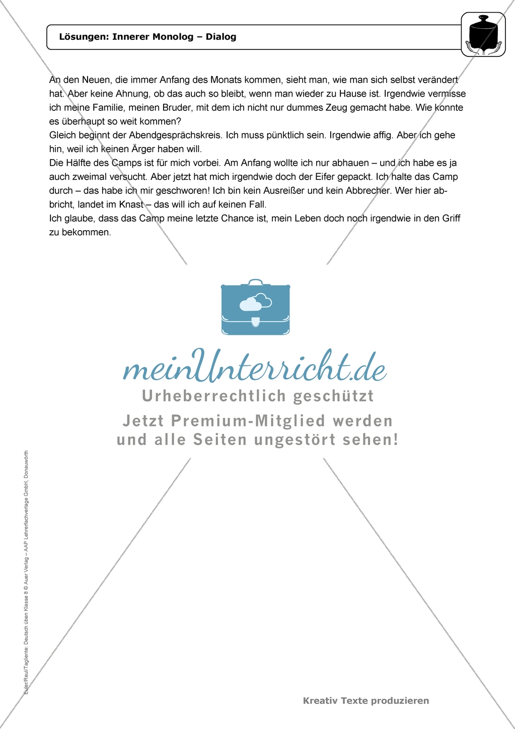 Innerer Monolog und Dialog: Einführung und Aufgaben mit Lösungen Preview 8