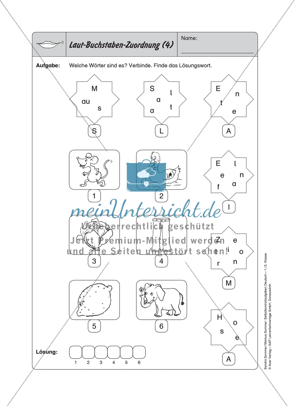 Laut-Buchstaben-Zuordnung: Selbstkontrollaufgaben Preview 4