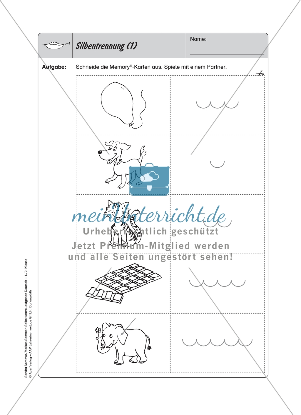 Silbentrennung: Selbstkontrollaufgaben Preview 1