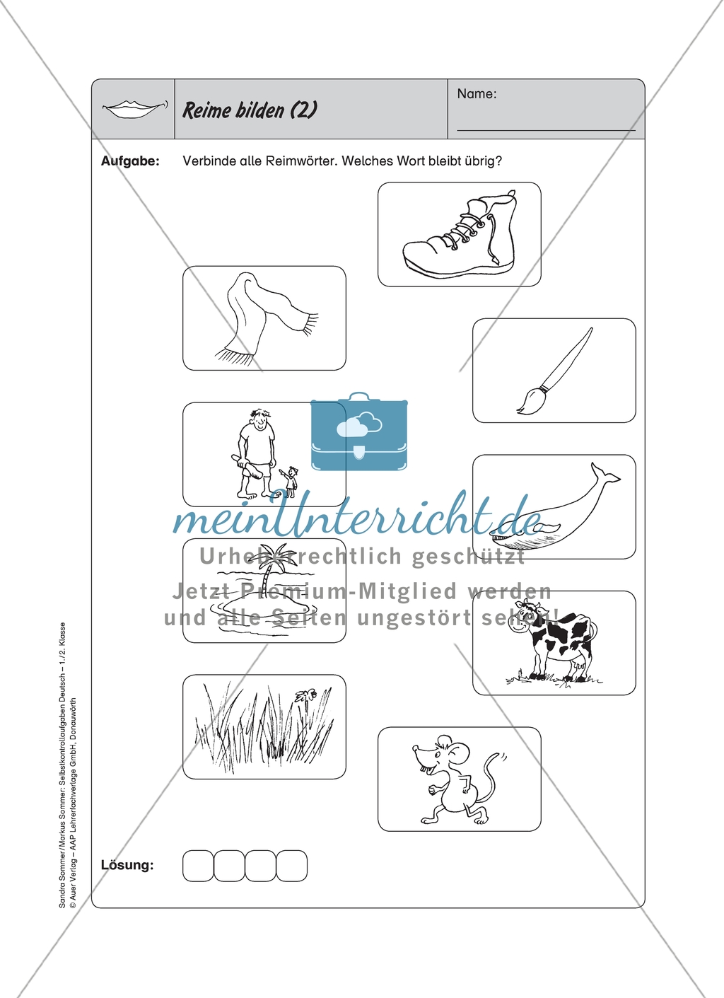 Reime bilden: Selbstkontrollaufgaben Preview 2