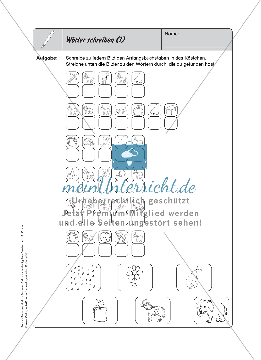 Wörter schreiben: Selbstkontrollaufgaben Preview 1