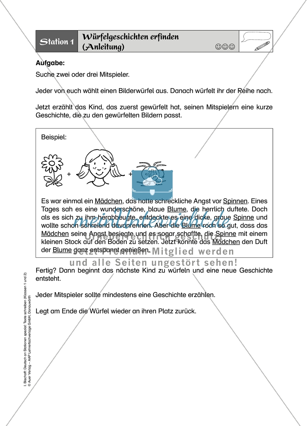 Würfelgeschichten erfinden: Arbeitsmaterial Preview 1