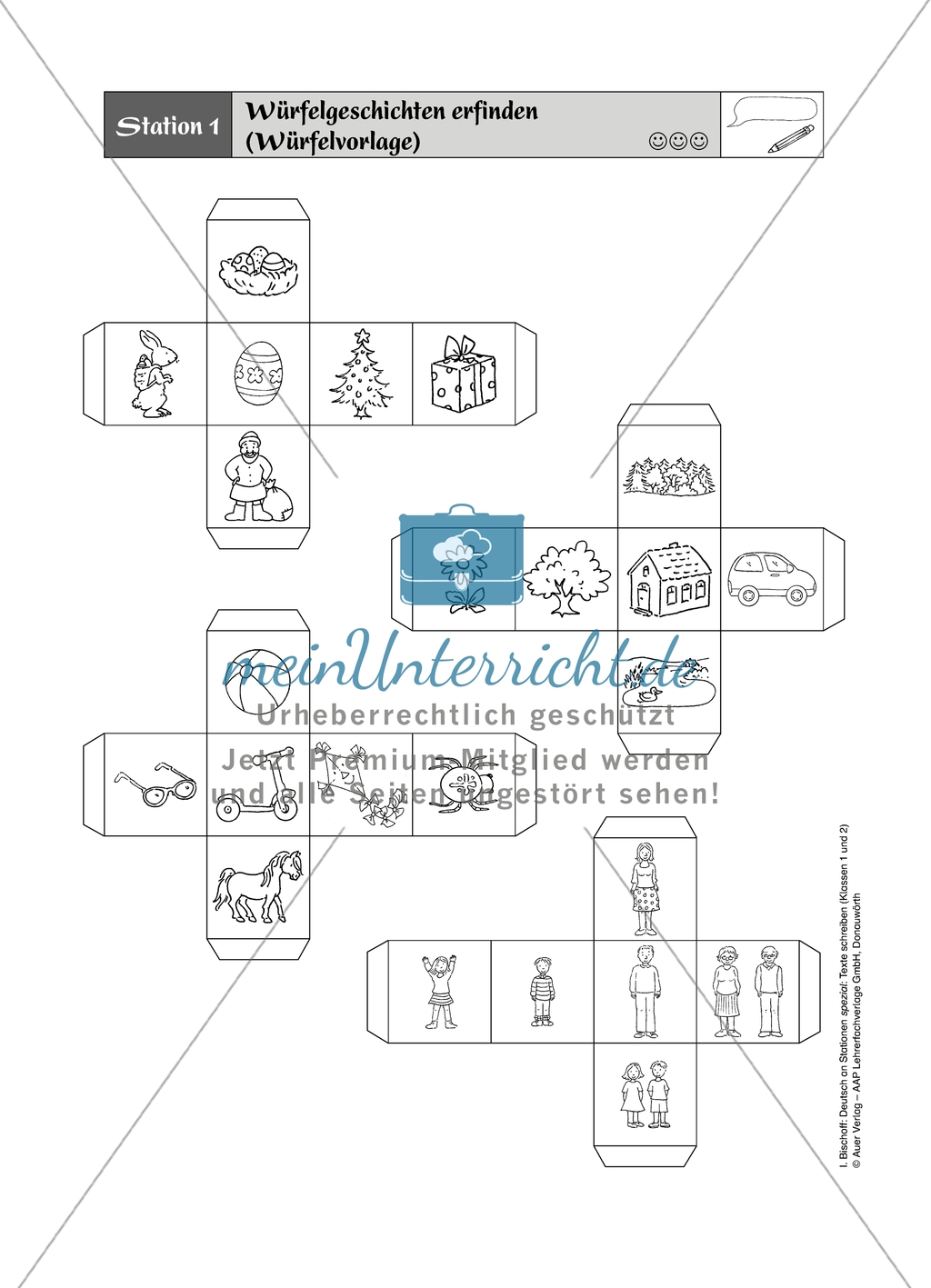 Würfelgeschichten erfinden: Arbeitsmaterial Preview 2