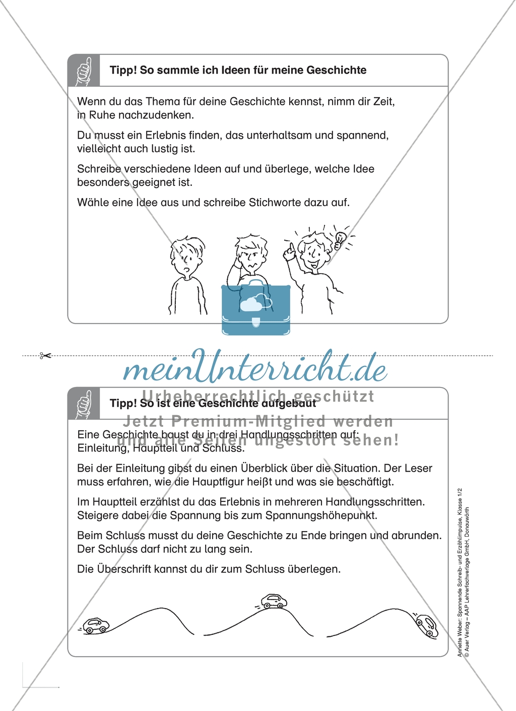 Hinweise zum Schreiben von Geschichten: Karteikarten Preview 1
