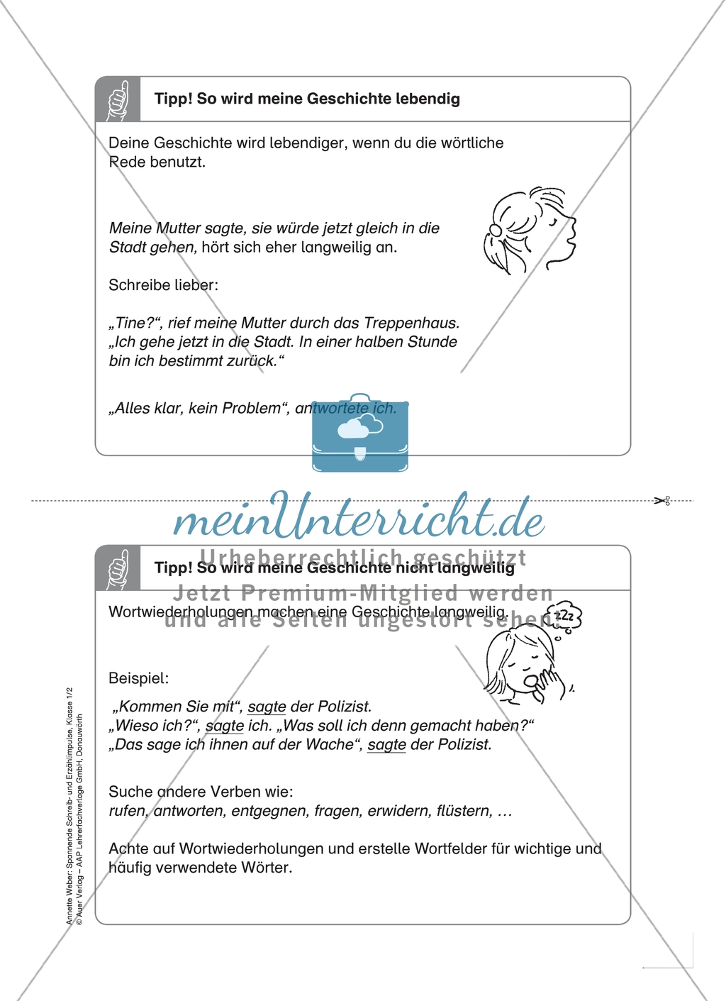 Hinweise zum Schreiben von Geschichten: Karteikarten Preview 2