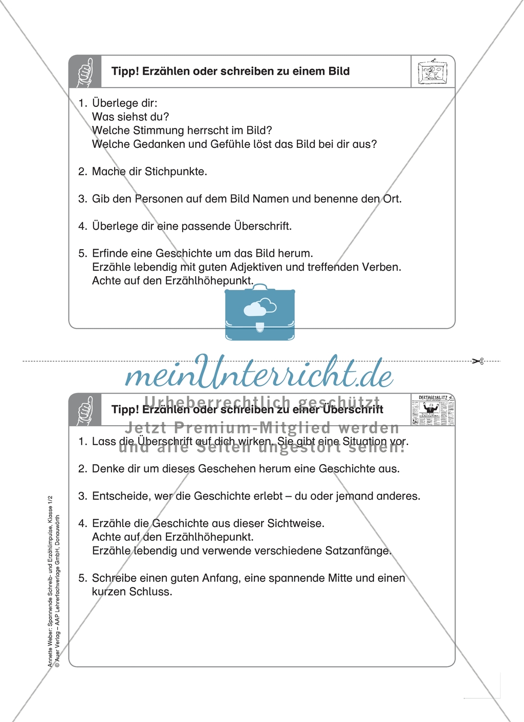 Hinweise zum Schreiben von Geschichten: Karteikarten Preview 6