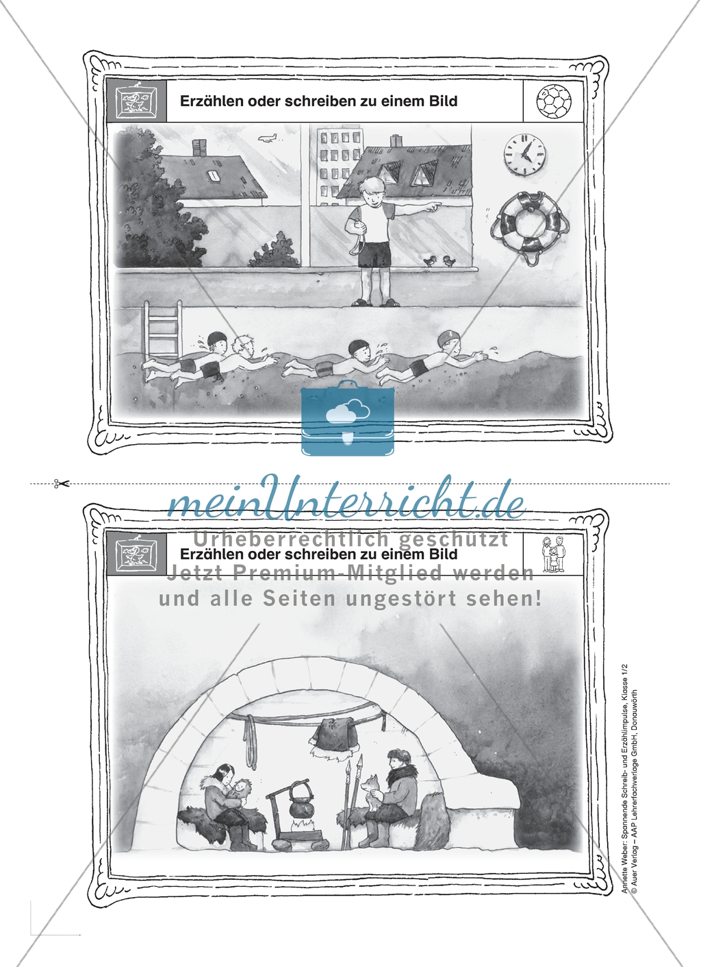 Erzählen oder schreiben zu dem Höhepunkt oder Schluss einer Geschichte: Karteikarten mit Impulsen Preview 1