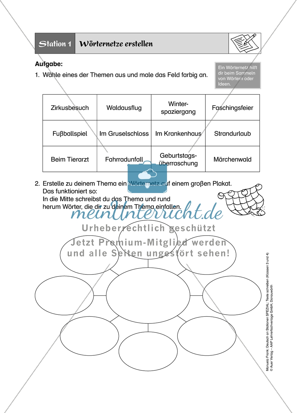Wörternetze erstellen: Arbeitsmaterial Preview 1