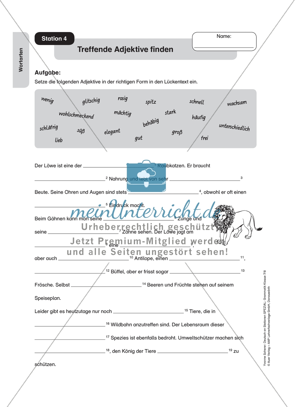 Treffende Adjektive finden, Adjektive steigern und bestimmen: Arbeitsmaterial mit Lösungen Preview 1