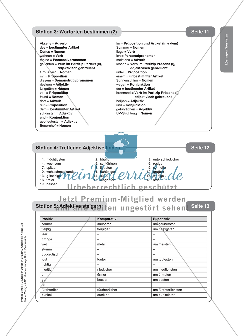 Treffende Adjektive finden, Adjektive steigern und bestimmen: Arbeitsmaterial mit Lösungen Preview 4